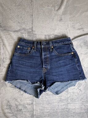 Levi's 501 Dark Blue Cutoff Denim Button Fly Shorts size 27